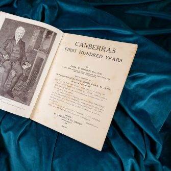 Photographs of Canberra's first published book ahead of it's 100 year anniversary in early April 2024.